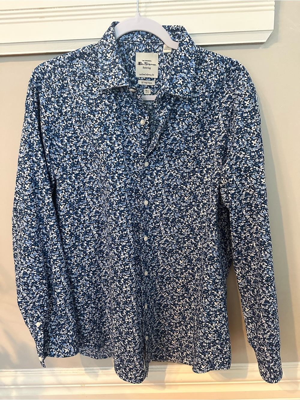 Ben Sherman Navy and White Micro Floral Button-Down Shirt